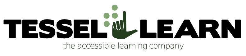 TesselLearn logo with  Braille T and ASL handshake L